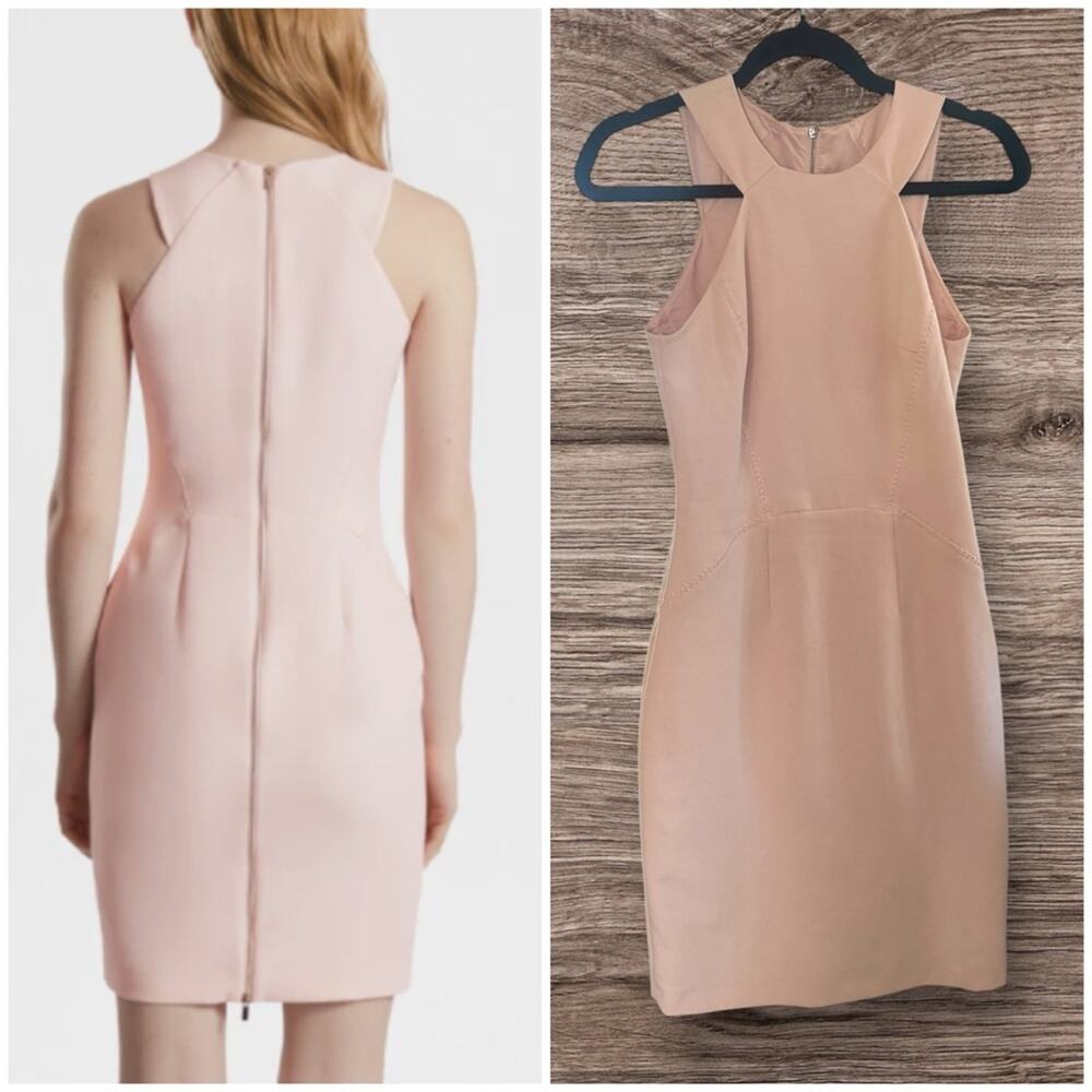 FRENCH CONNECTION MODERN KANTHA CREPE HALTER NECK CAPRI BLUSH DRESS, SIZE 2